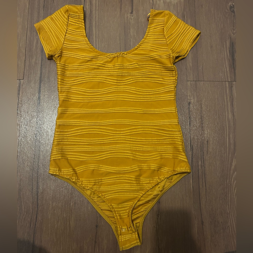 Mustard Yellow Ribbed Bodysuit